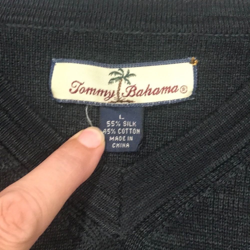 Tommy Bahama Silk &‎ Cotton Gray V-Neck Sweater - Picture 4 of 7